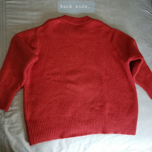Thick Zara Red Sweater Winter Crewneck Long Full  Sleeve Christmas Top - Picture 6 of 12